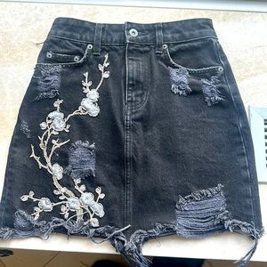 Carmar denim skirt with embroidery